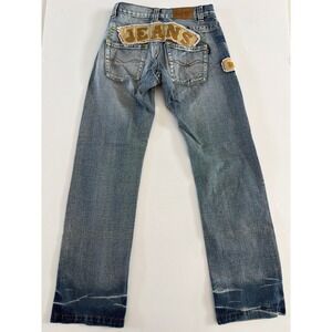 Vintage EG Eurgiulio Jeans Mens Y2K Acid Wash Embroidered Straight Leg Denim
